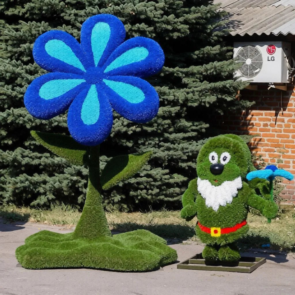 Топиарная фигура "Гномик и Цветок Сказочный сад"